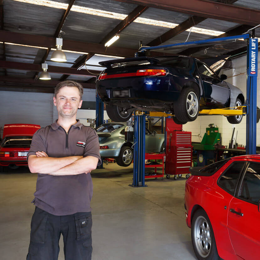 Hartech Automotive Adrian and Porsches in workshop